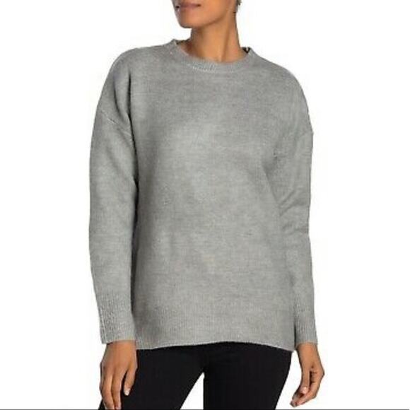 Magaschoni Heather Grey Crewneck Super Soft Drop Sleeve Pullover Sweater sz Med - Picture 1 of 9